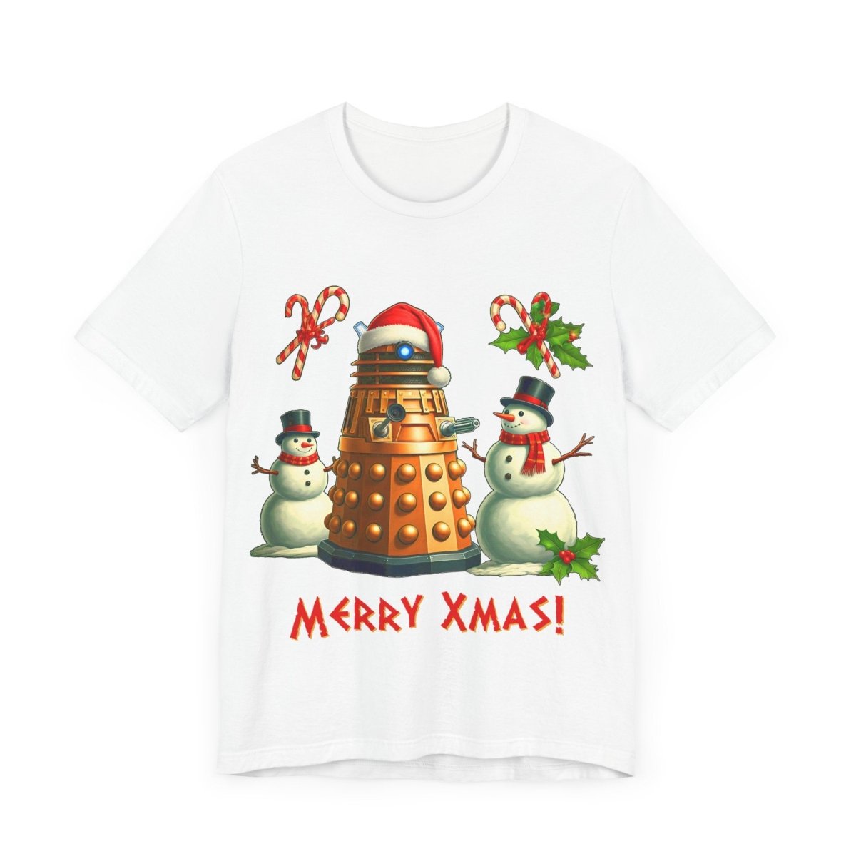 Dalek posing with Snowmen - Heavy Cotton T-shirt - soapbox169 - A Little Gift Shop