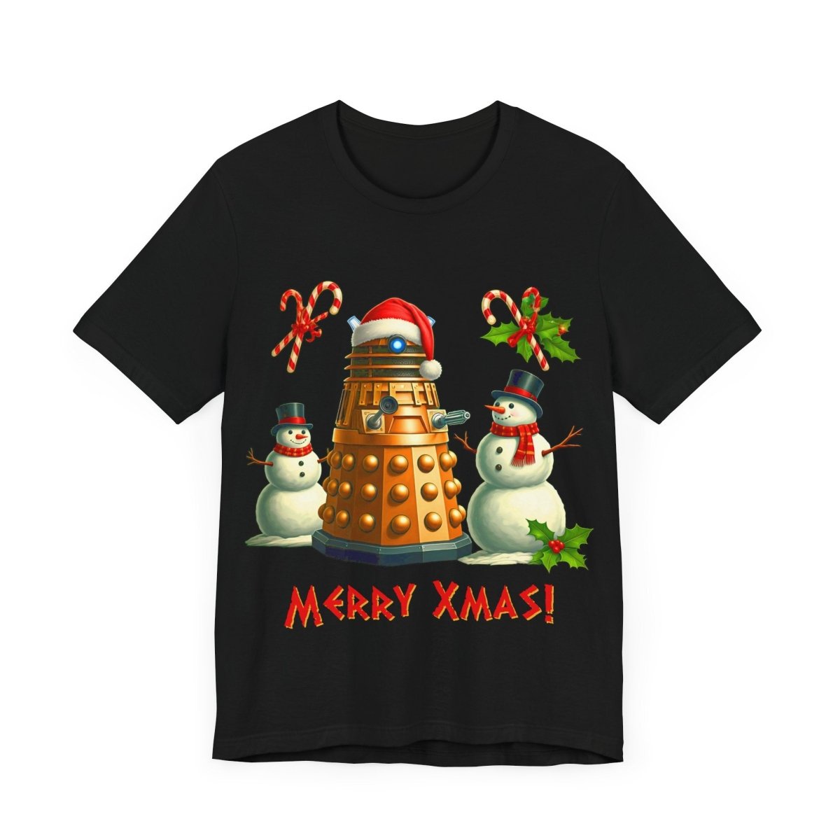 Dalek posing with Snowmen - Heavy Cotton T-shirt - soapbox169 - A Little Gift Shop