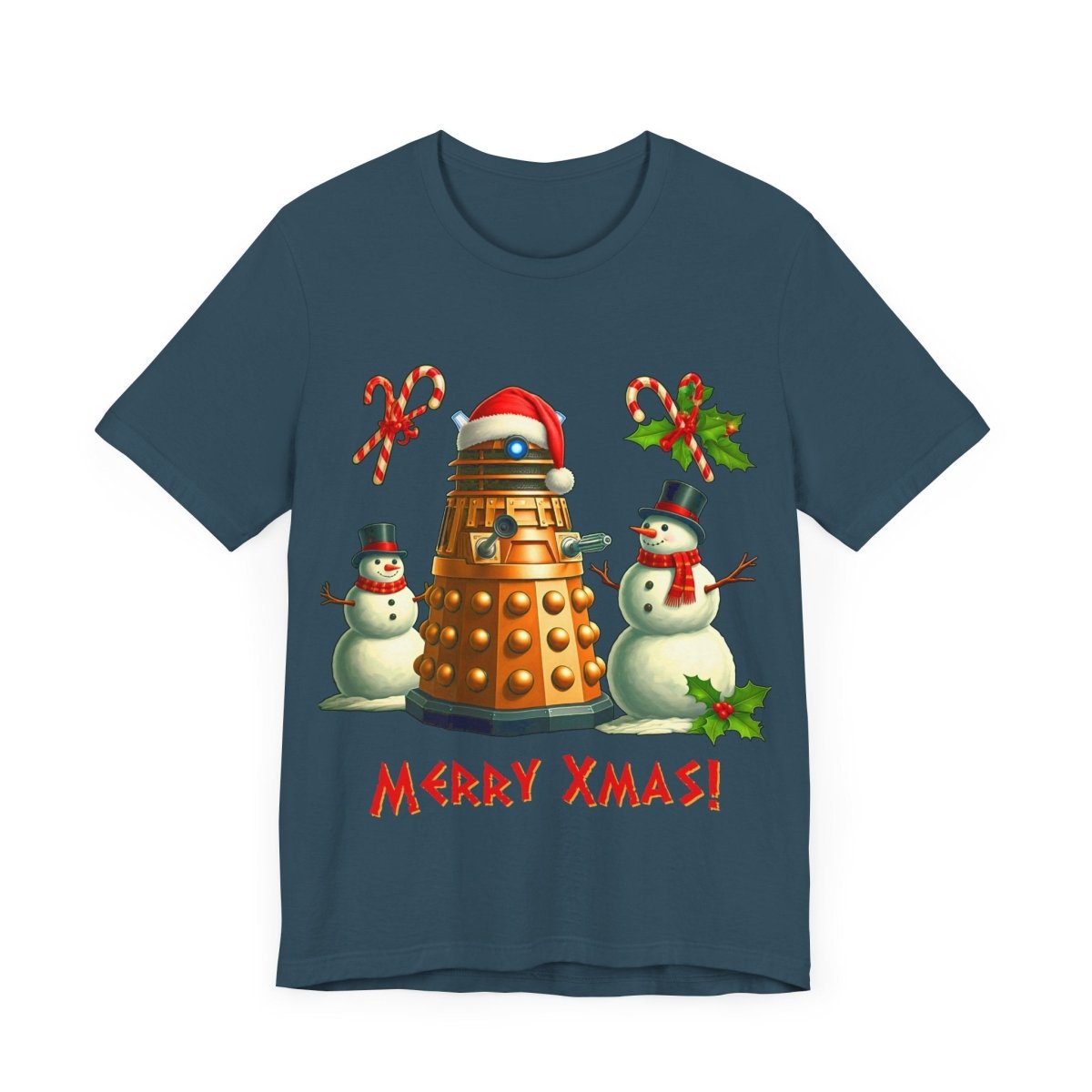 Dalek posing with Snowmen - Heavy Cotton T-shirt - soapbox169 - A Little Gift Shop