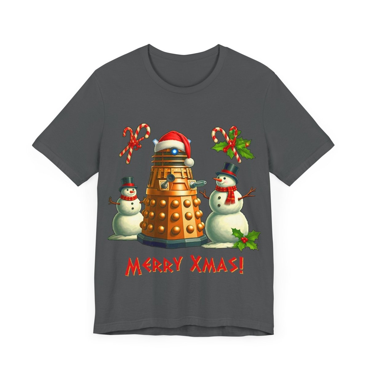 Dalek posing with Snowmen - Heavy Cotton T-shirt - soapbox169 - A Little Gift Shop