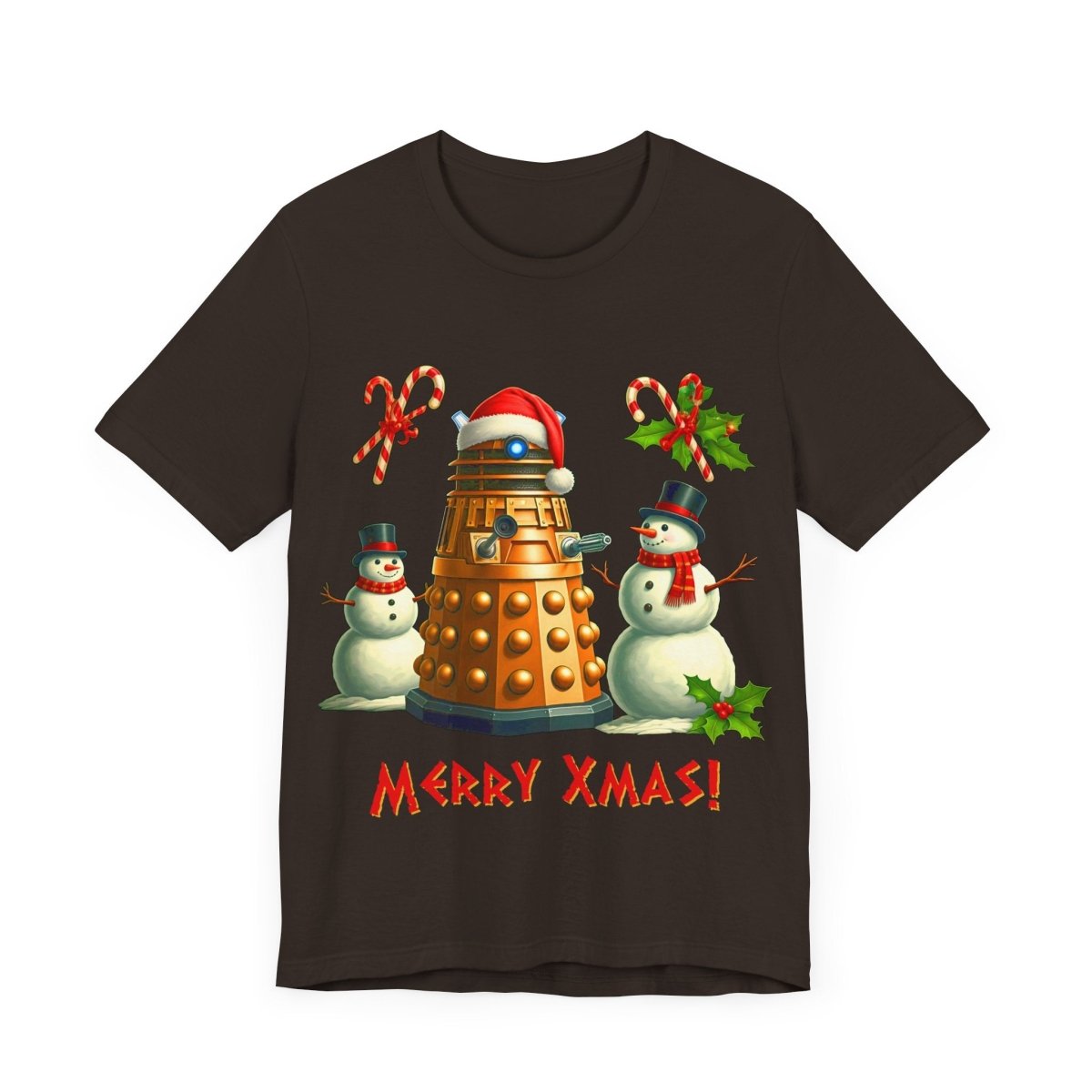 Dalek posing with Snowmen - Heavy Cotton T-shirt - soapbox169 - A Little Gift Shop