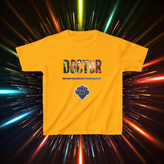DOCTOR cutout featuring The Next Regeneration - Kids Heavy Cotton T-shirt - soapbox169 - A Little Gift Shop
