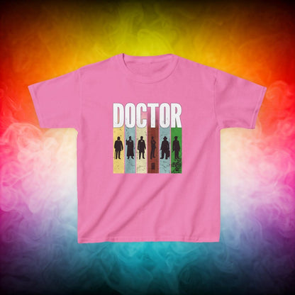 DOCTOR silhouette striped Generally Awesome T-shirt - Kids Heavy Cotton T-shirt - soapbox169 - A Little Gift Shop