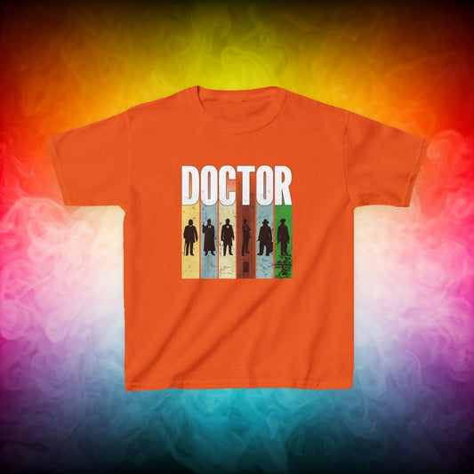 DOCTOR silhouette striped Generally Awesome T-shirt - Kids Heavy Cotton T-shirt - soapbox169 - A Little Gift Shop