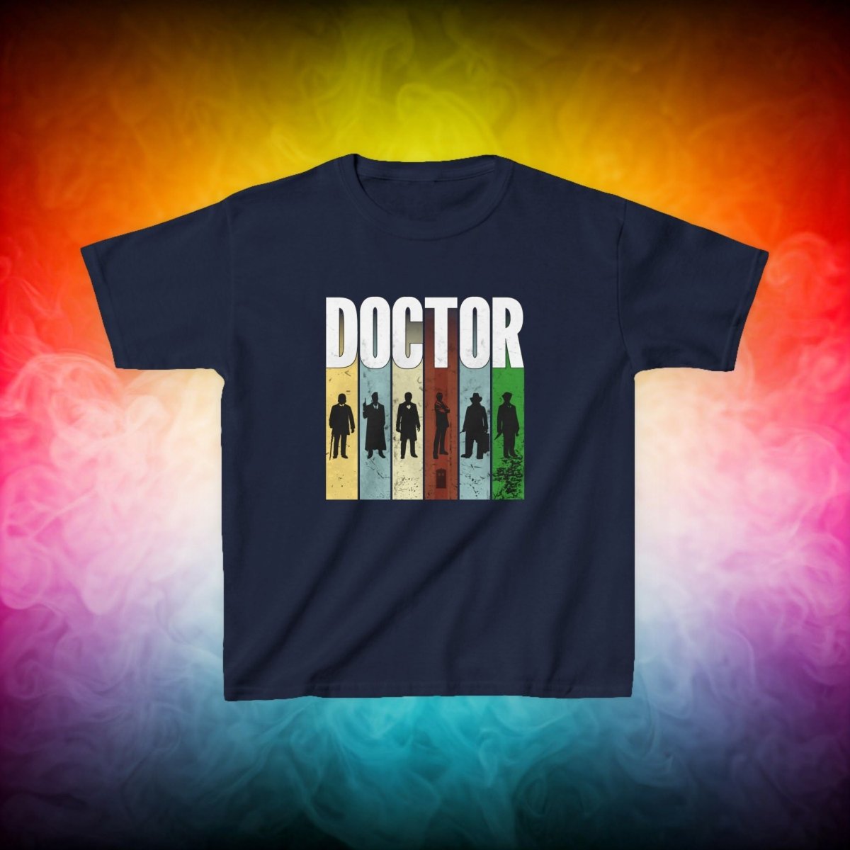 DOCTOR silhouette striped Generally Awesome T-shirt - Kids Heavy Cotton T-shirt - soapbox169 - A Little Gift Shop
