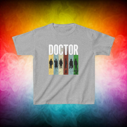 DOCTOR silhouette striped Generally Awesome T-shirt - Kids Heavy Cotton T-shirt - soapbox169 - A Little Gift Shop