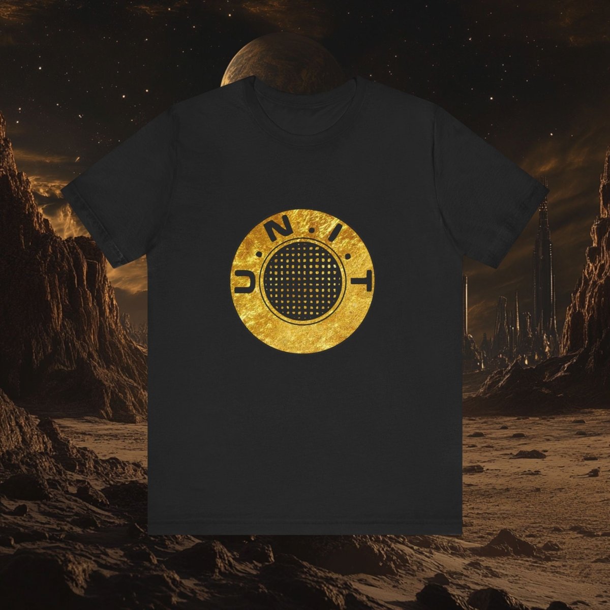 Doctor Who - Gold leaf effect UNIT Emblem with UNIT wings on rear - T-Shirt