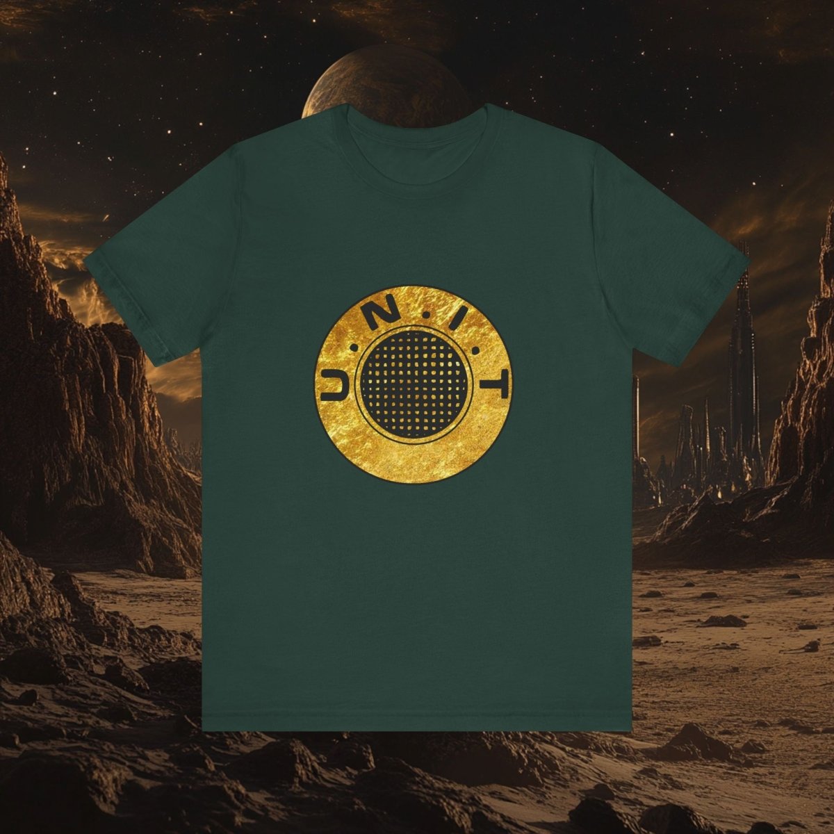 Doctor Who - Gold leaf effect UNIT Emblem with UNIT wings on rear - T-Shirt
