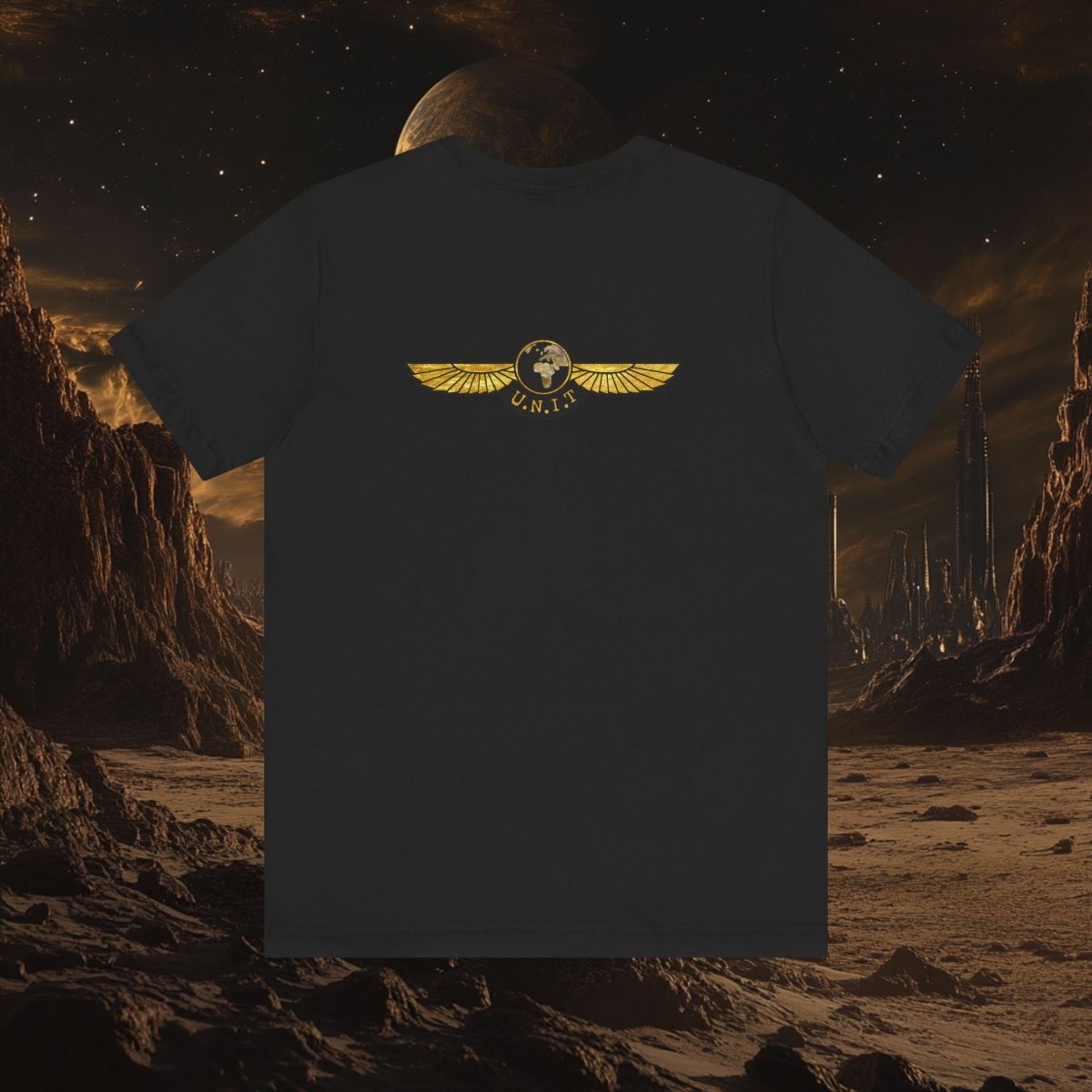 Doctor Who - Gold leaf effect UNIT Emblem with UNIT wings on rear - T-Shirt