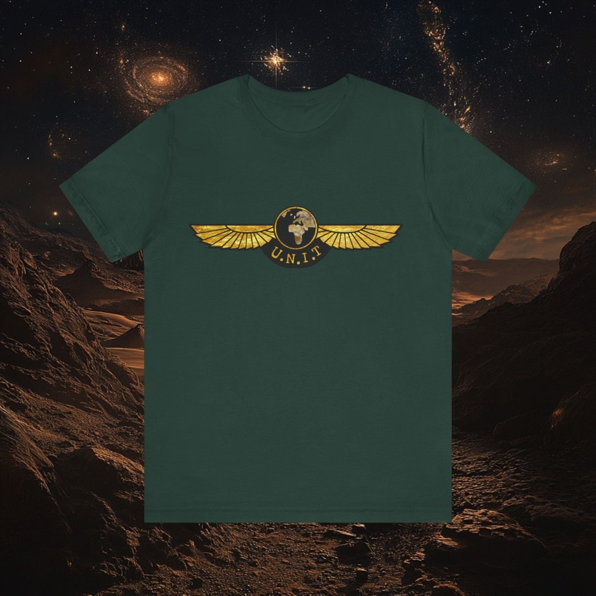 Doctor Who - Gold leaf effect UNIT Wings with UNIT emblem on rear - T-Shirt