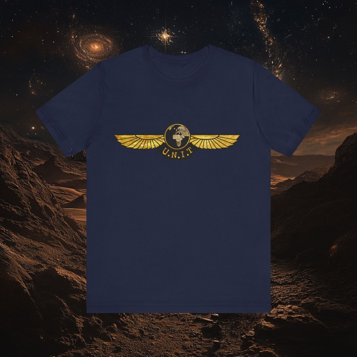 Doctor Who - Gold leaf effect UNIT Wings with UNIT emblem on rear - T-Shirt