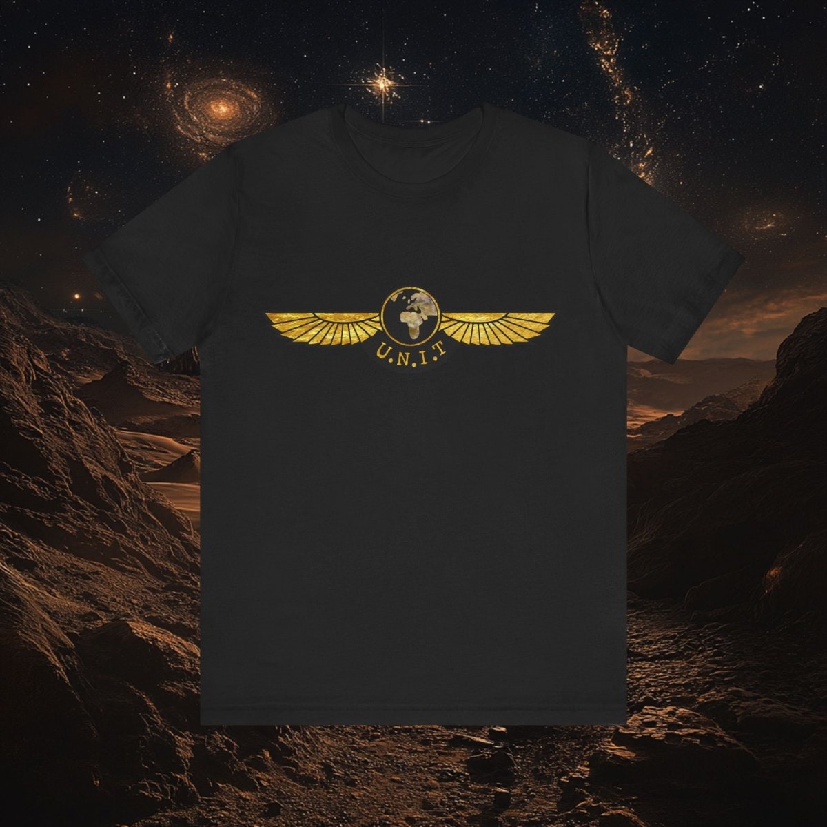 Doctor Who - Gold leaf effect UNIT Wings with UNIT emblem on rear - T-Shirt