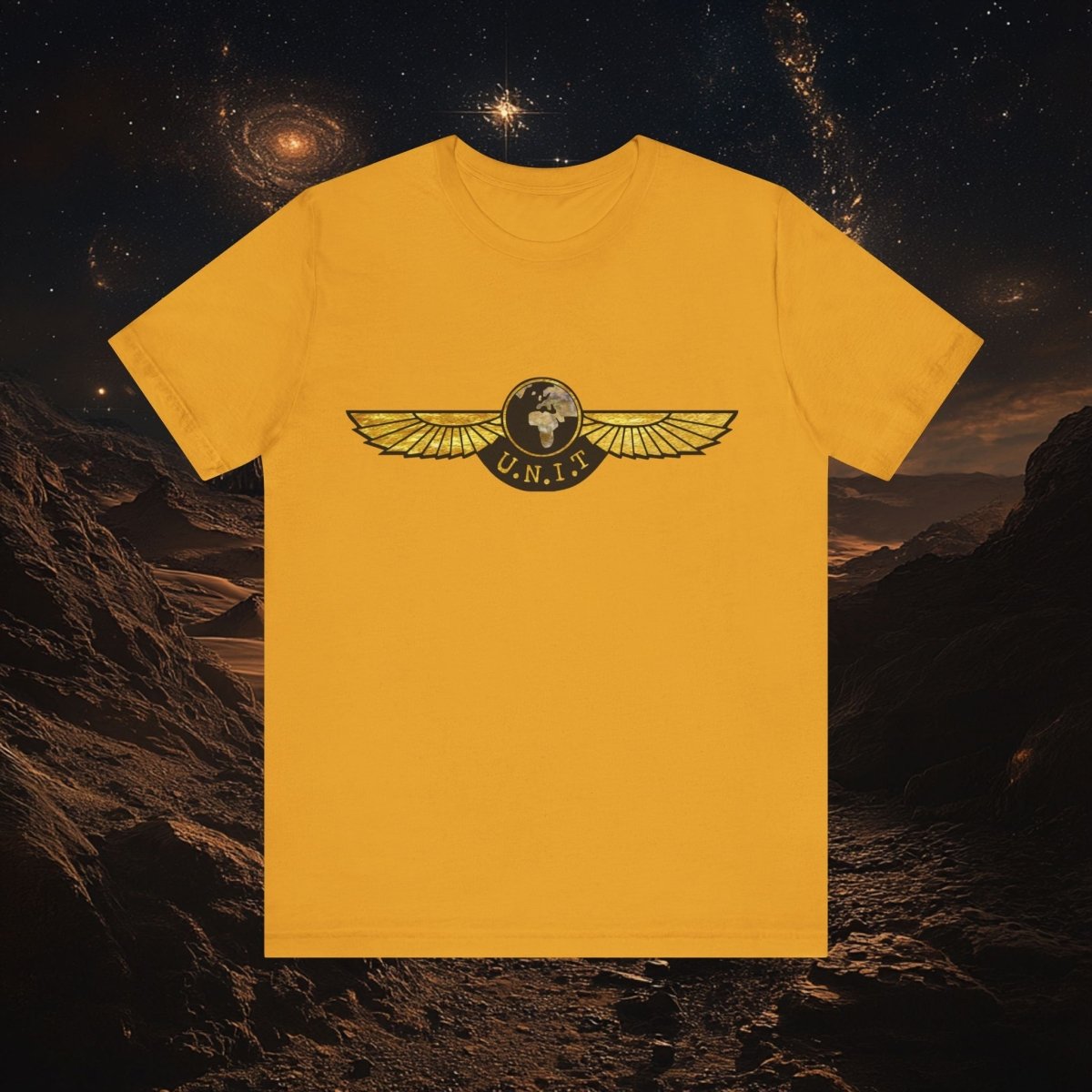 Doctor Who - Gold leaf effect UNIT Wings with UNIT emblem on rear - T-Shirt