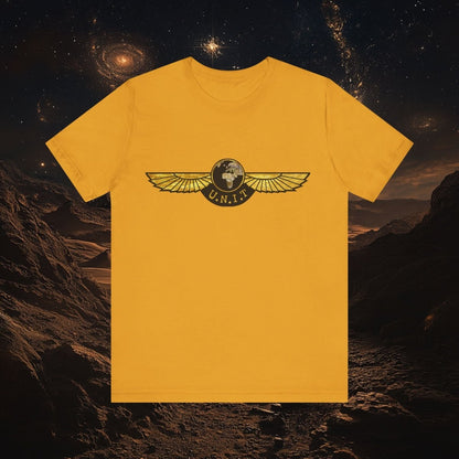 Doctor Who - Gold leaf effect UNIT Wings with UNIT emblem on rear - T-Shirt