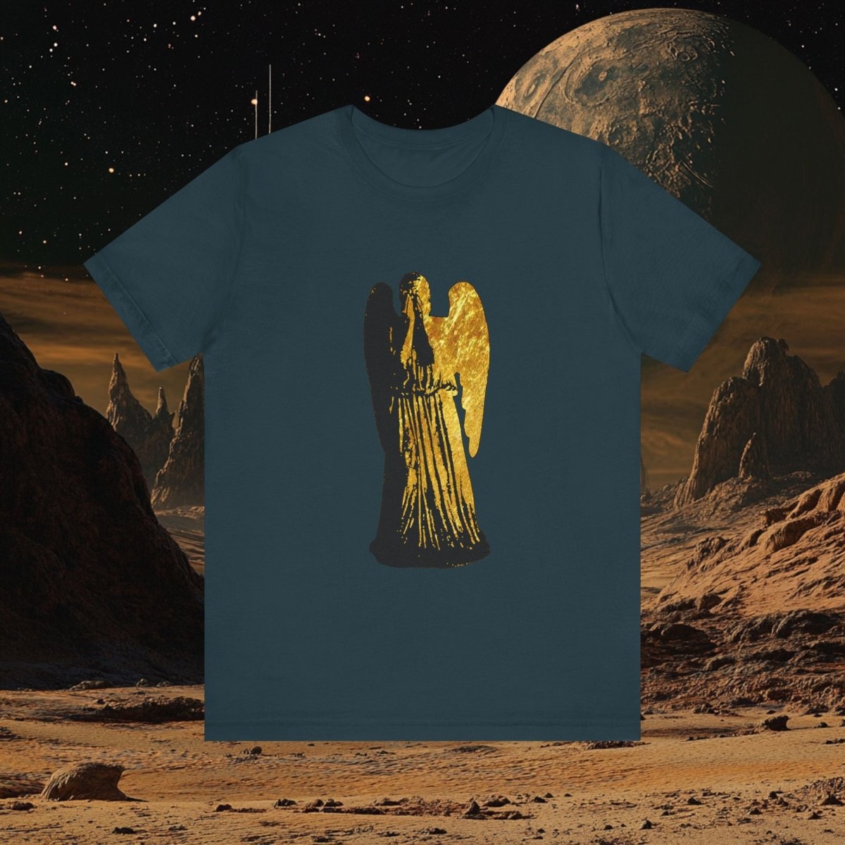 Doctor Who - Gold leaf effect Weeping Angel T-shirt - T-Shirt