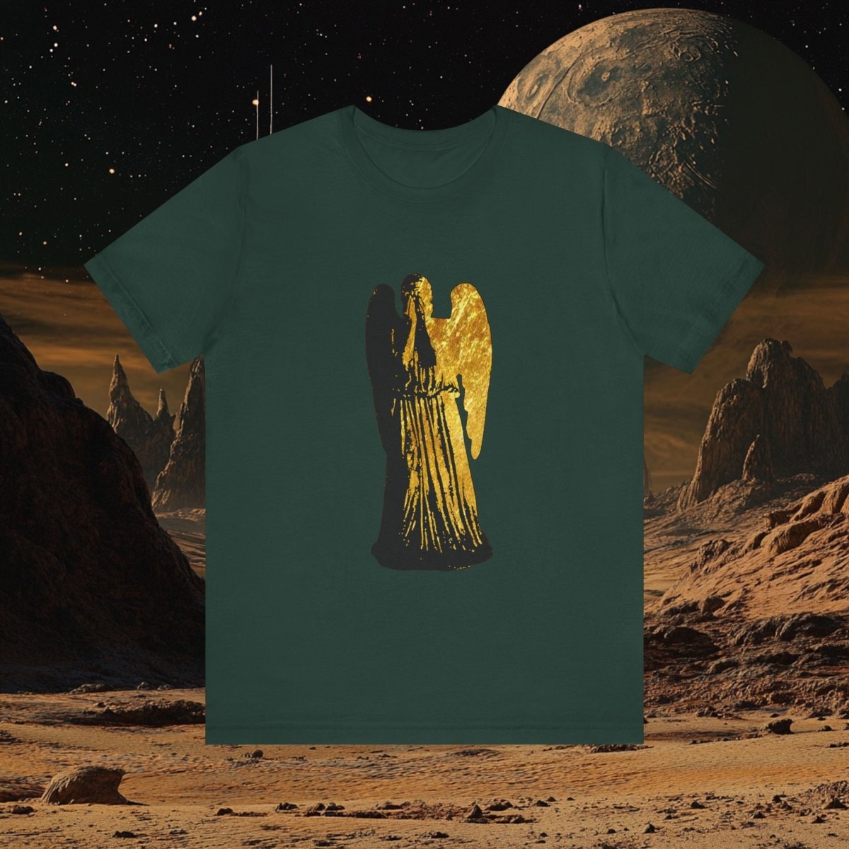 Doctor Who - Gold leaf effect Weeping Angel T-shirt - T-Shirt