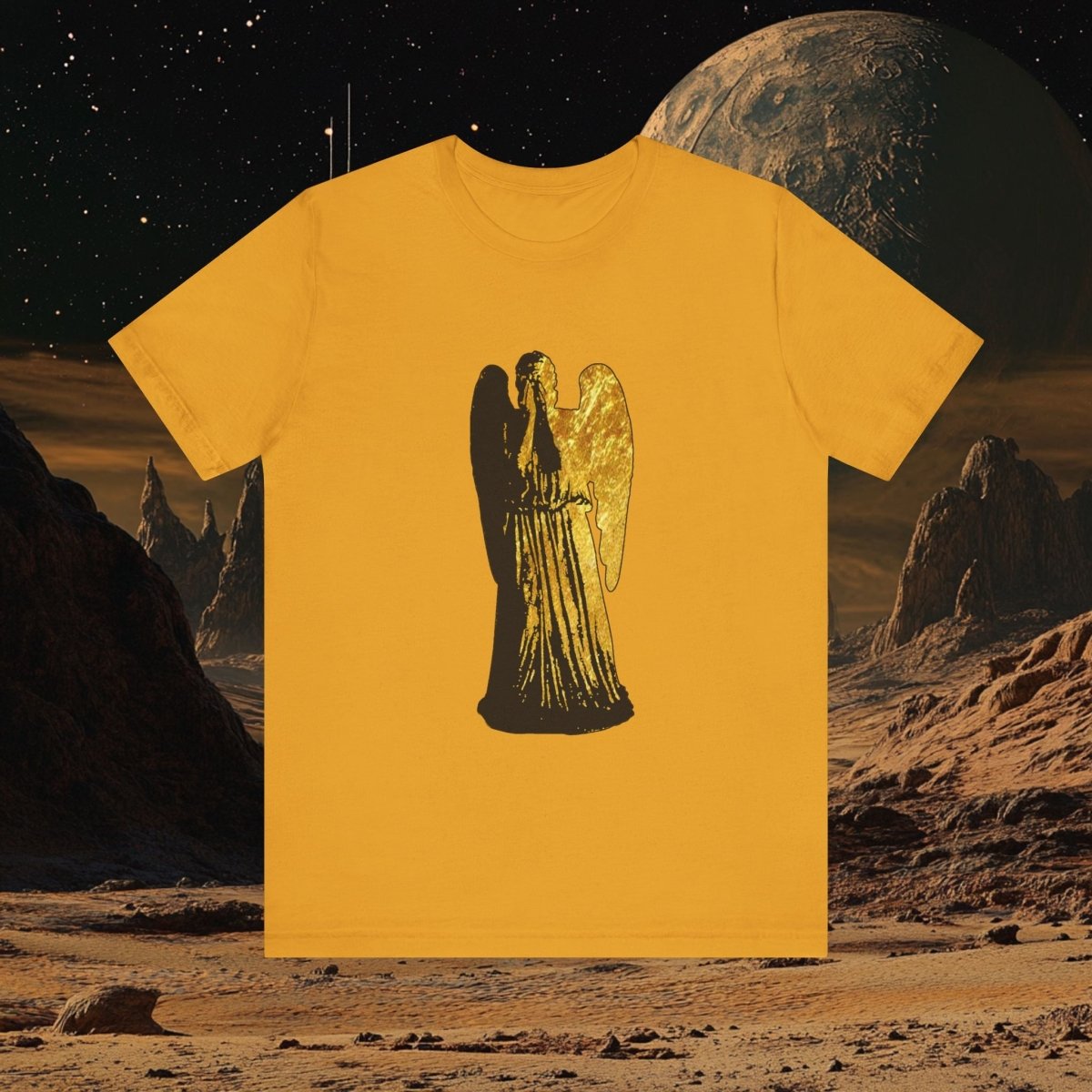 Doctor Who - Gold leaf effect Weeping Angel T-shirt - T-Shirt