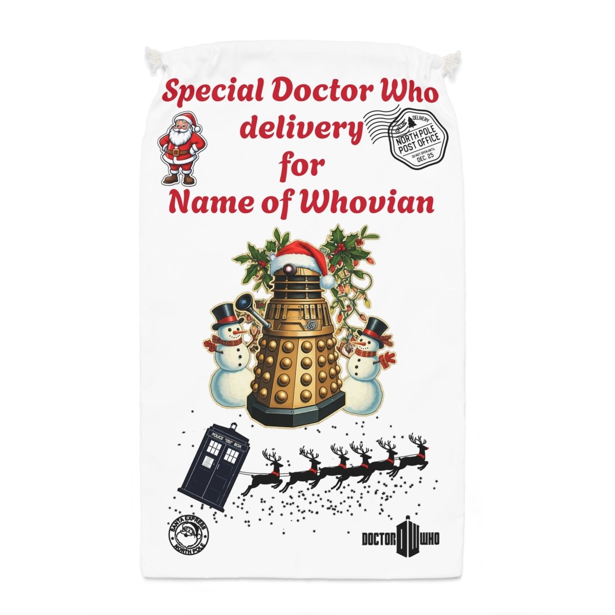 Doctor Who themed Santa Sack (Personalisable) - soapbox169 - A Little Gift Shop