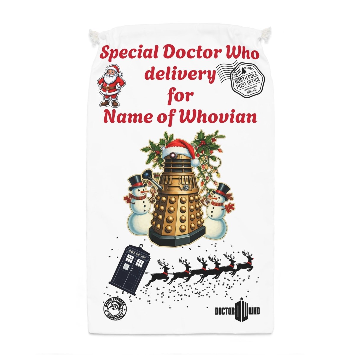 Doctor Who themed Santa Sack (Personalisable) - soapbox169 - A Little Gift Shop
