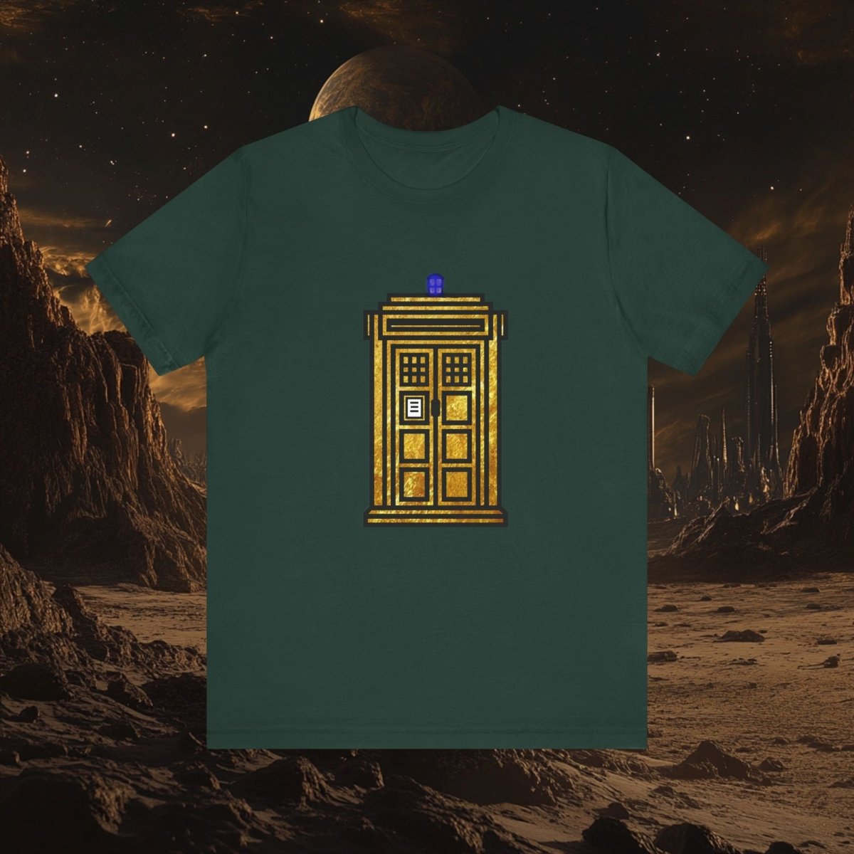 Gold leaf effect TARDIS T-shirt - soapbox169 - A Little Gift Shop