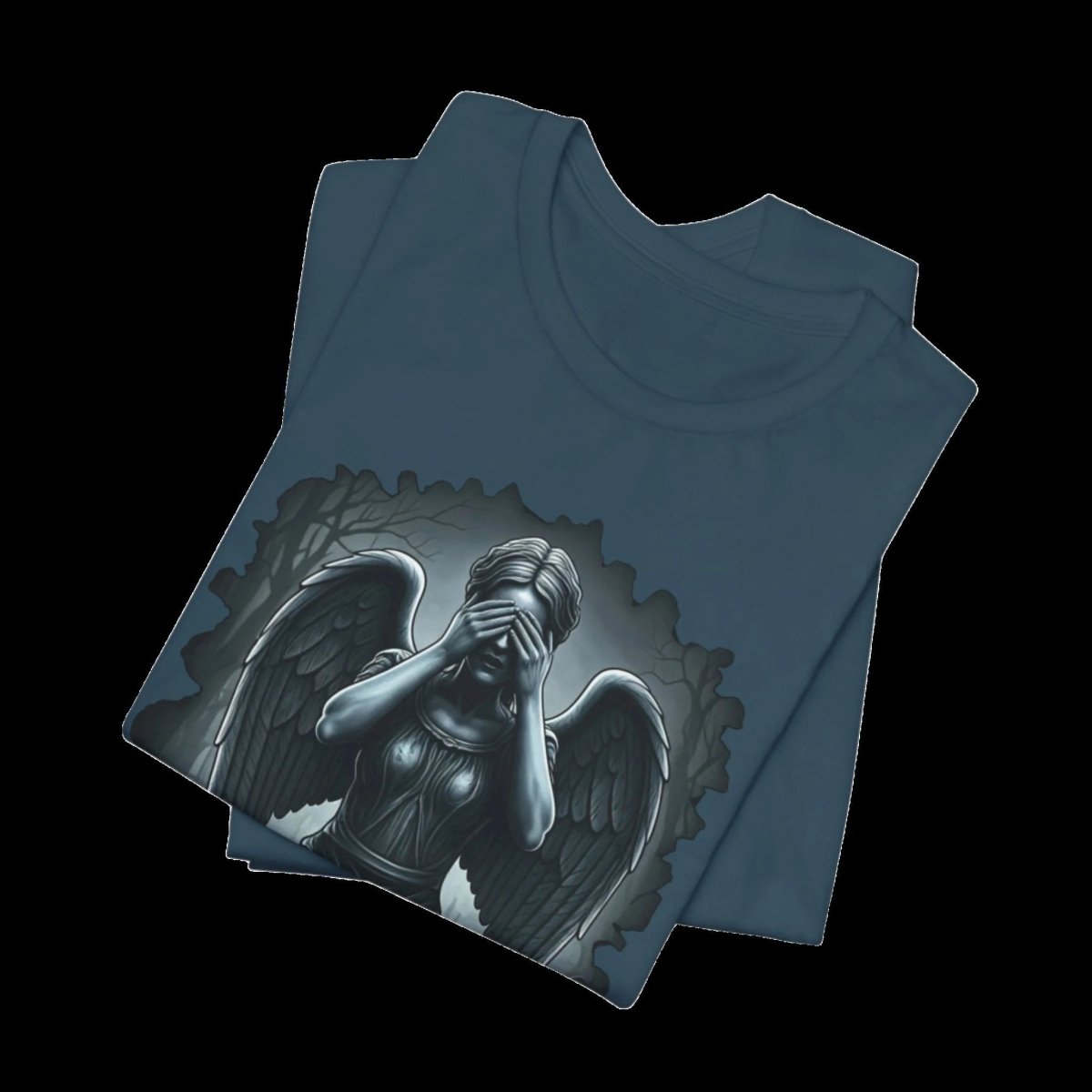 Happy Wholloween black and white Weeping Angel with colour pumpkins several in number T-shirt - soapbox169 - A Little Gift Shop
