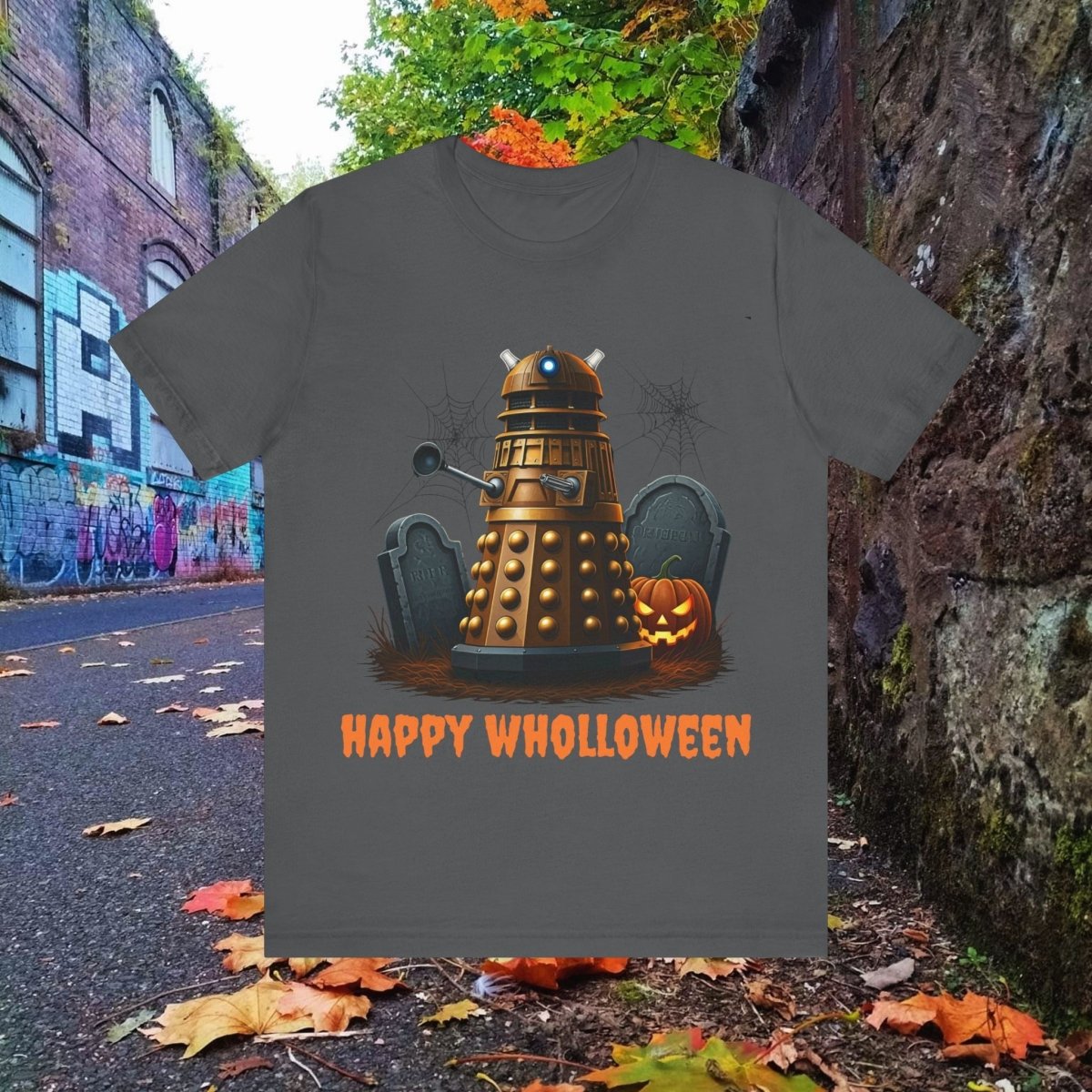 Happy Wholloween Dalek in a graveyard, I know, I know... T-shirt - soapbox169 - A Little Gift Shop