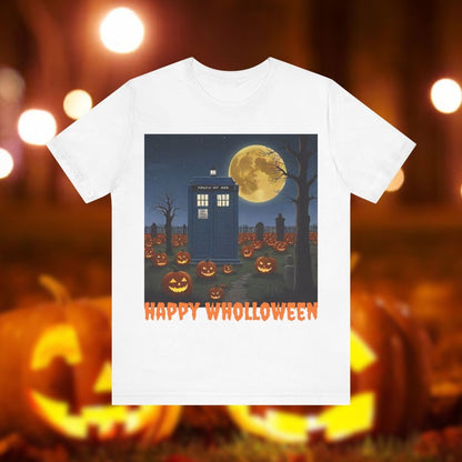 Happy Wholloween TARDIS & Pumpkins T-shirt Cartoon Style - soapbox169 - A Little Gift Shop