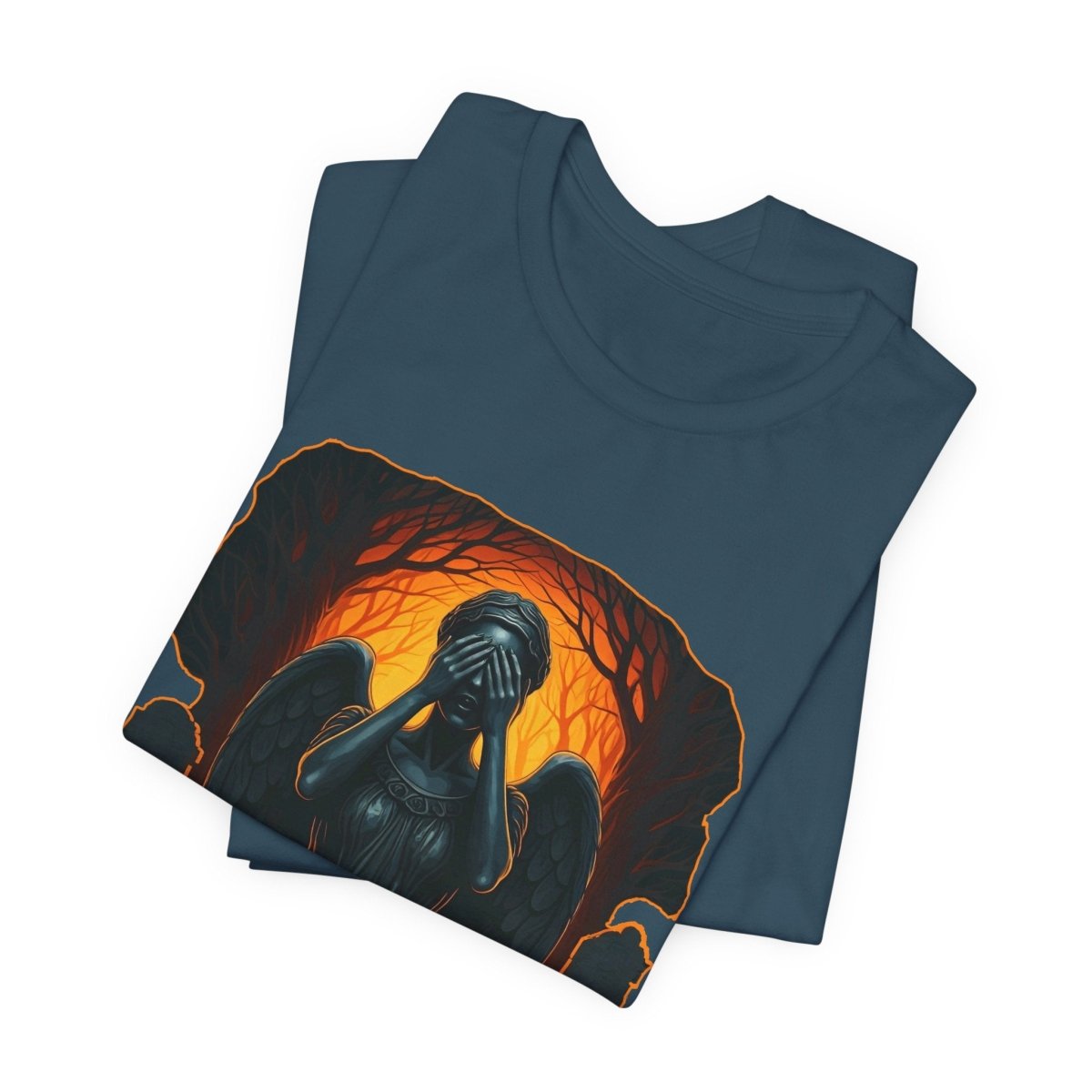 Happy Wholloween Weeping Angel in a spooky orange forest T-shirt - soapbox169 - A Little Gift Shop