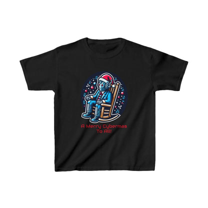 Moderately tired Cyber Santa in a rocking chair - Kids Heavy Cotton T-shirt - soapbox169 - A Little Gift Shop