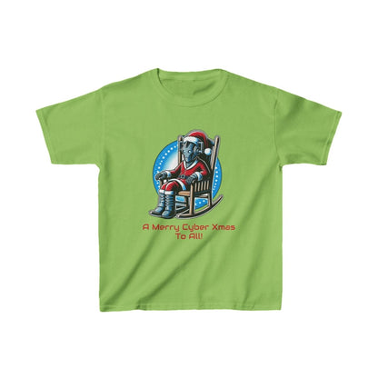 Really tired Cyber Santa in a rocking chair - Kids Heavy Cotton T-shirt - soapbox169 - A Little Gift Shop