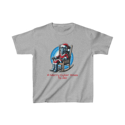 Really tired Cyber Santa in a rocking chair - Kids Heavy Cotton T-shirt - soapbox169 - A Little Gift Shop