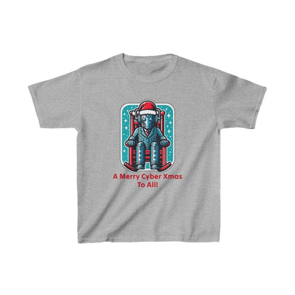 Slightly tired Cyber Santa in a rocking chair - Kids Heavy Cotton T-shirt - soapbox169 - A Little Gift Shop