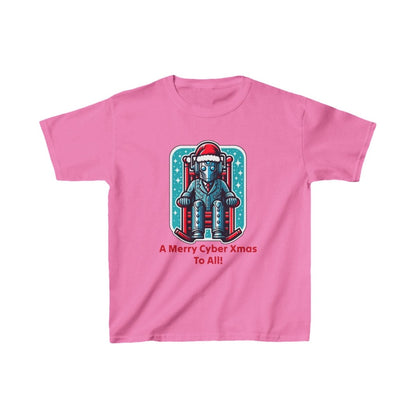 Slightly tired Cyber Santa in a rocking chair - Kids Heavy Cotton T-shirt - soapbox169 - A Little Gift Shop