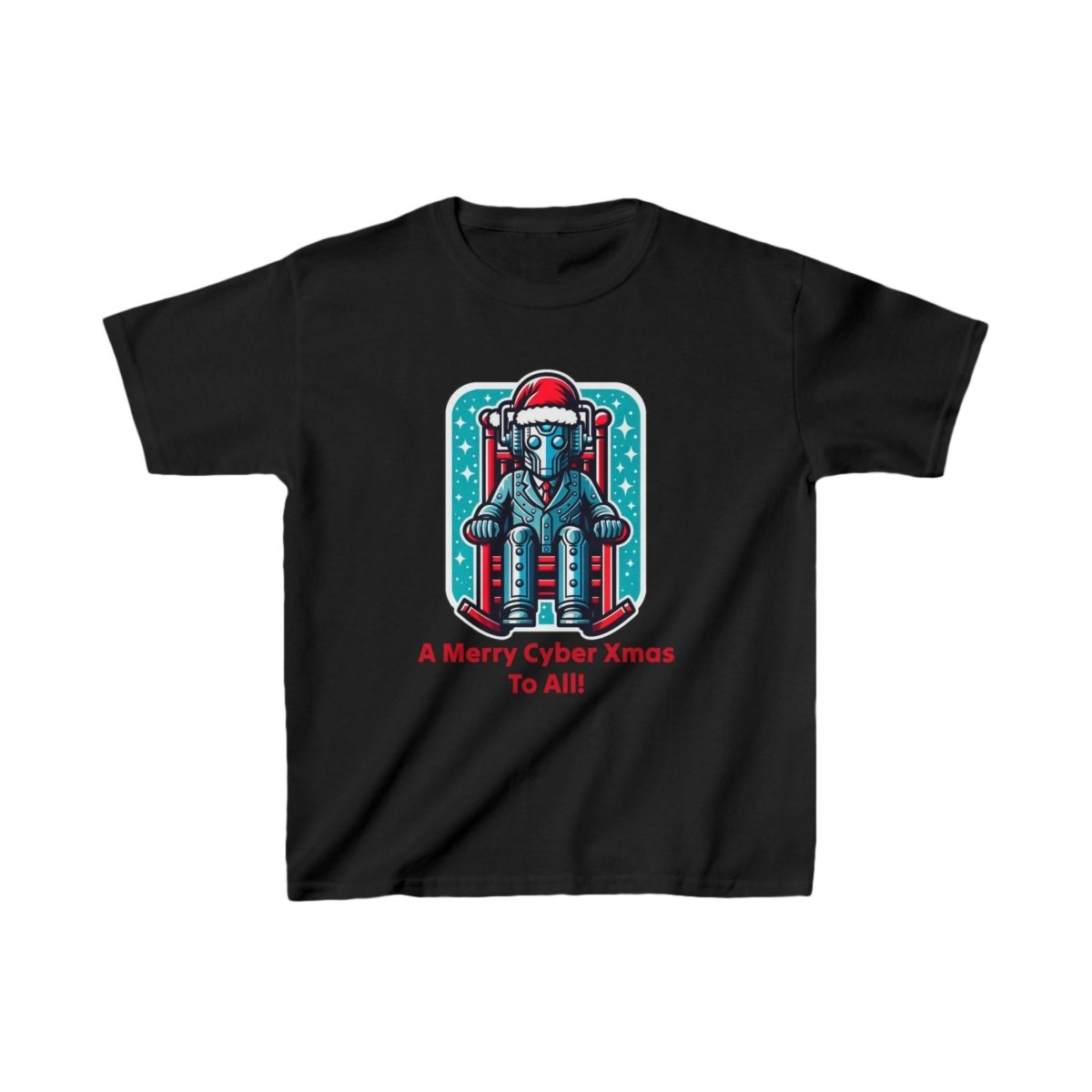 Slightly tired Cyber Santa in a rocking chair - Kids Heavy Cotton T-shirt - soapbox169 - A Little Gift Shop
