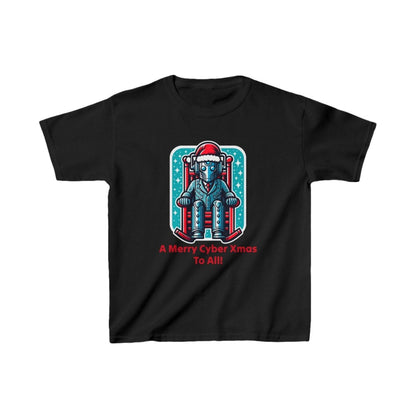 Slightly tired Cyber Santa in a rocking chair - Kids Heavy Cotton T-shirt - soapbox169 - A Little Gift Shop