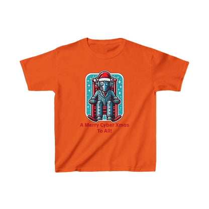 Slightly tired Cyber Santa in a rocking chair - Kids Heavy Cotton T-shirt - soapbox169 - A Little Gift Shop