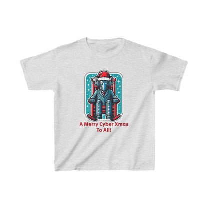 Slightly tired Cyber Santa in a rocking chair - Kids Heavy Cotton T-shirt - soapbox169 - A Little Gift Shop