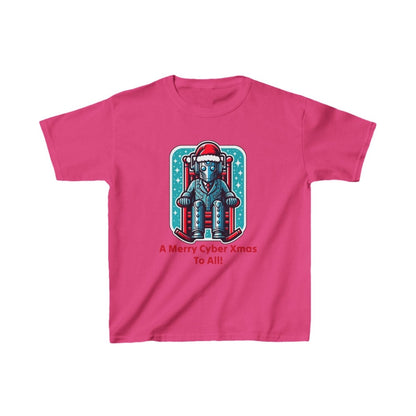 Slightly tired Cyber Santa in a rocking chair - Kids Heavy Cotton T-shirt - soapbox169 - A Little Gift Shop