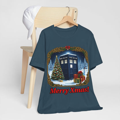 TARDIS in a Winter Wonderland T-shirt - soapbox169 - A Little Gift Shop