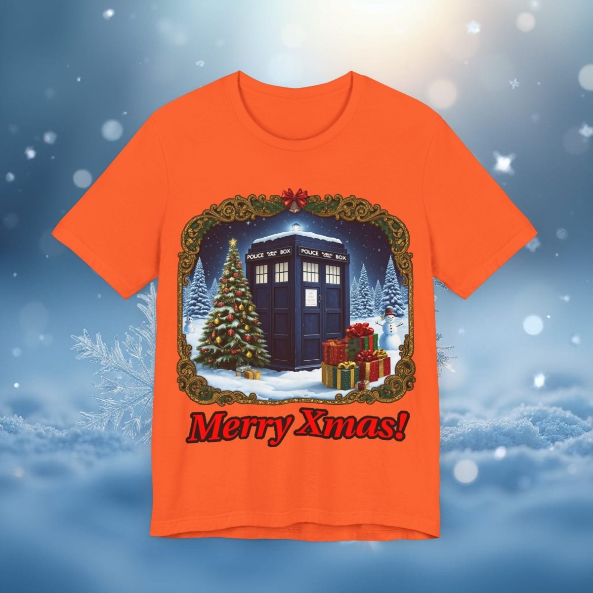 TARDIS in a Winter Wonderland T-shirt - soapbox169 - A Little Gift Shop