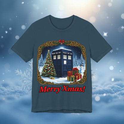 TARDIS in a Winter Wonderland T-shirt - soapbox169 - A Little Gift Shop