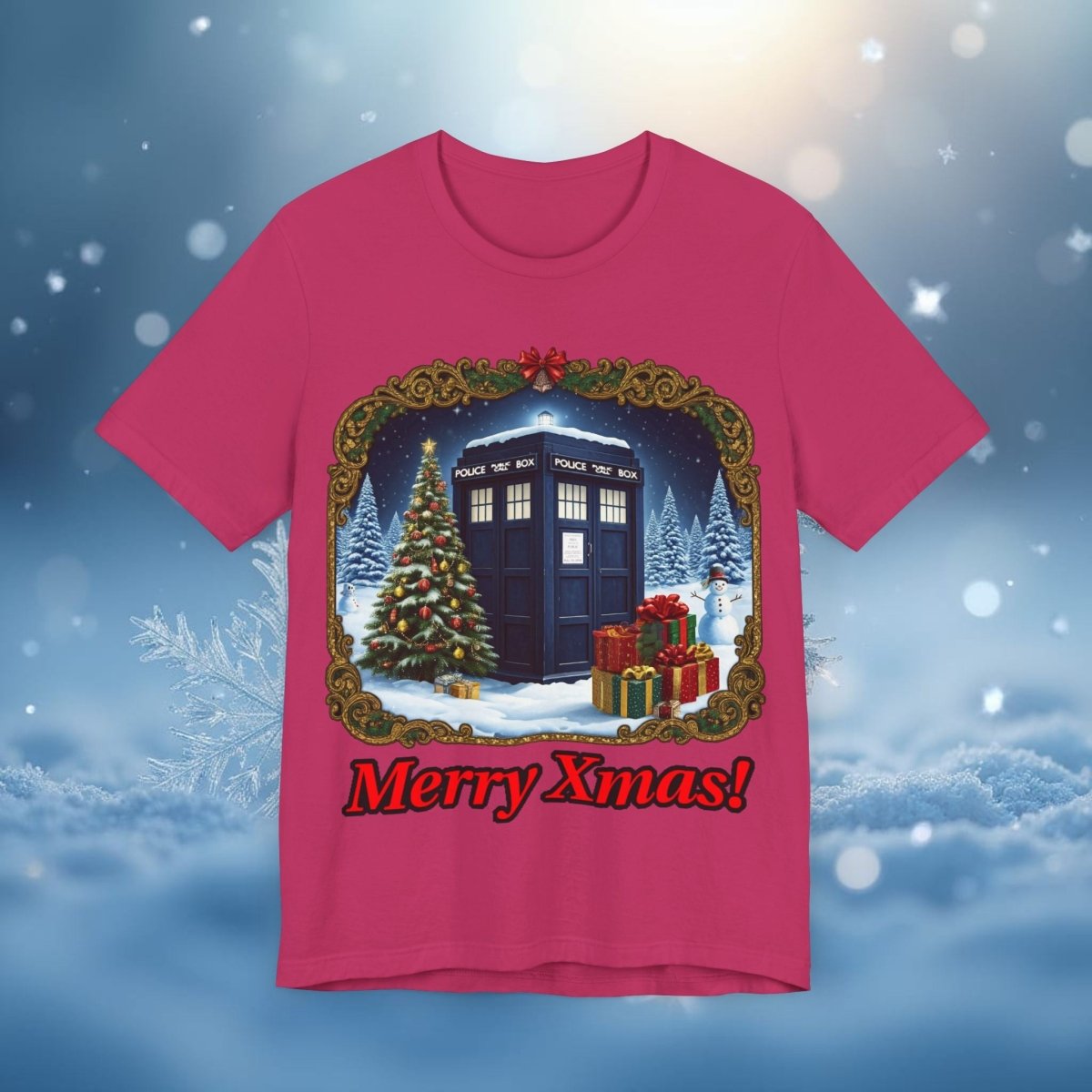 TARDIS in a Winter Wonderland T-shirt - soapbox169 - A Little Gift Shop