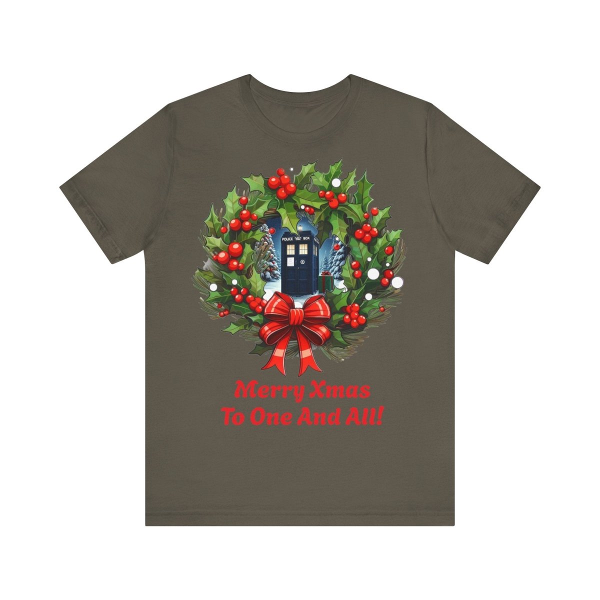 TARDIS Xmas Wreath T-shirt - soapbox169 - A Little Gift Shop
