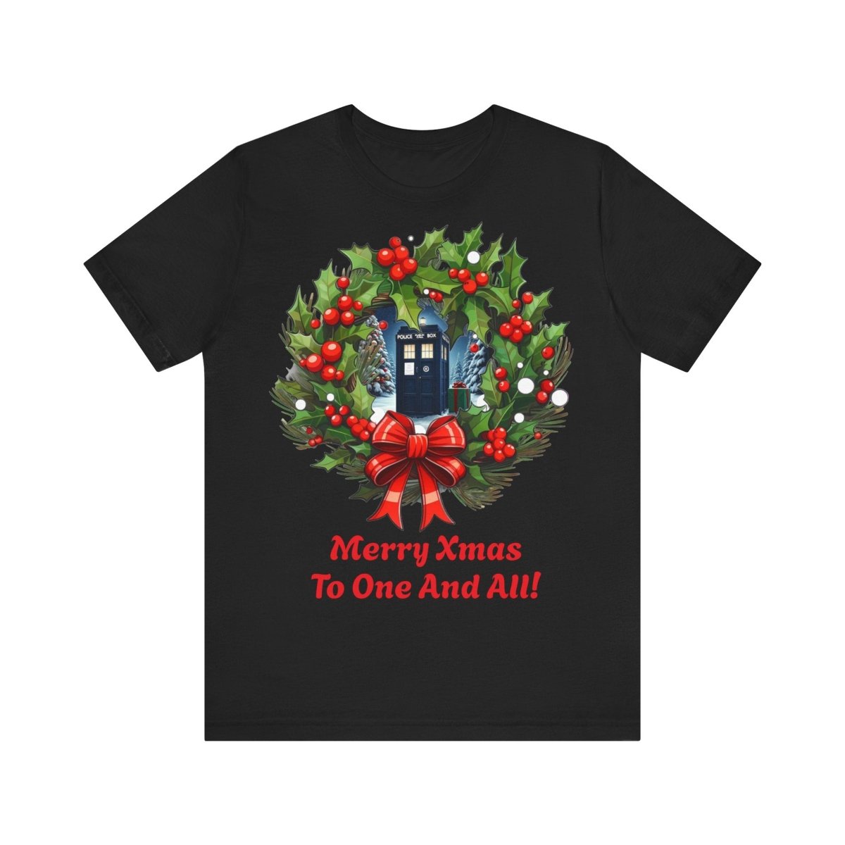TARDIS Xmas Wreath T-shirt - soapbox169 - A Little Gift Shop