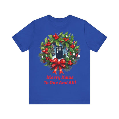 TARDIS Xmas Wreath T-shirt - soapbox169 - A Little Gift Shop