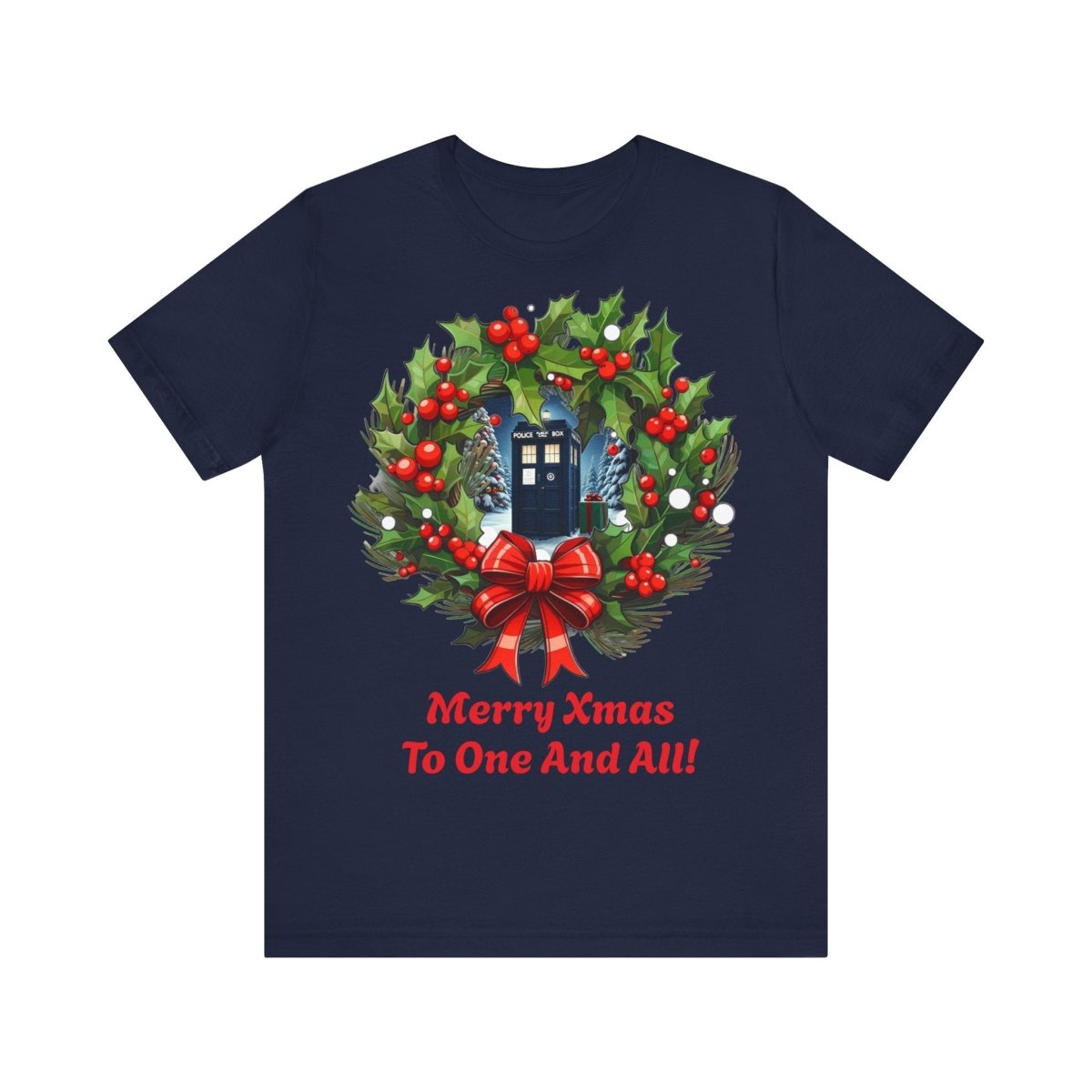 TARDIS Xmas Wreath T-shirt - soapbox169 - A Little Gift Shop