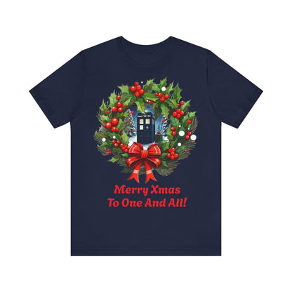 TARDIS Xmas Wreath T-shirt - soapbox169 - A Little Gift Shop