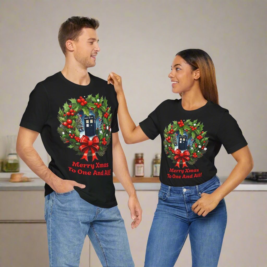 TARDIS Xmas Wreath T-shirt - soapbox169 - A Little Gift Shop