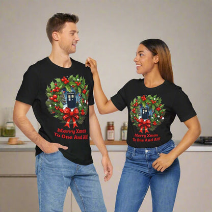TARDIS Xmas Wreath T-shirt - soapbox169 - A Little Gift Shop