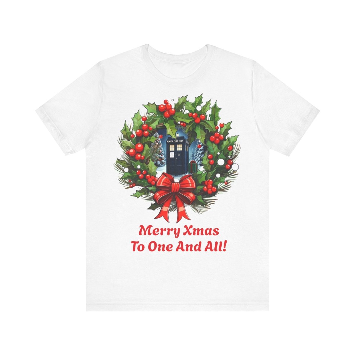 TARDIS Xmas Wreath T-shirt - soapbox169 - A Little Gift Shop